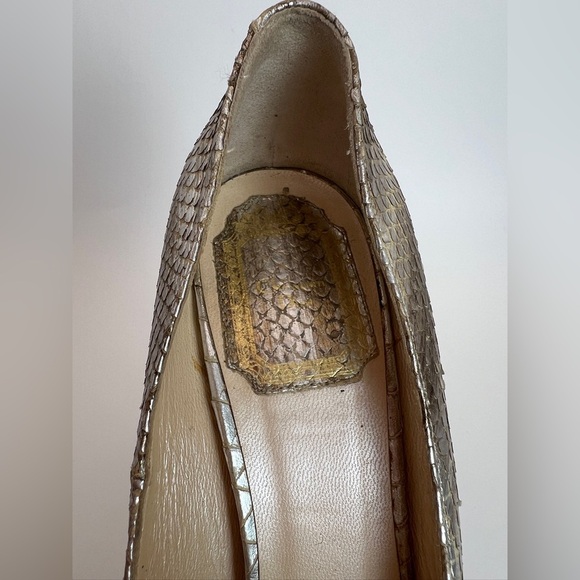 Christian Dior Platinum Snake Skin Peep-toe Heels 36 - Picture 8 of 15